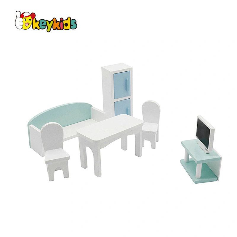 Factory Customize 7pcs miniature wooden dollhouse furniture set for sale W06B126