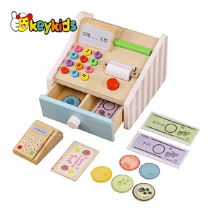 New design realistic wooden cashier toy for kids pretend play W10A132