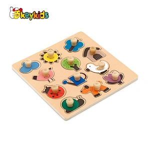 Customize early learning montessori wooden shape knob puzzle for kids W14M062