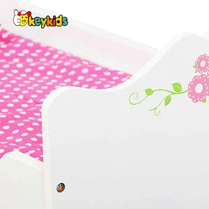 Customize miniature white wooden doll furniture bed for children W06B133