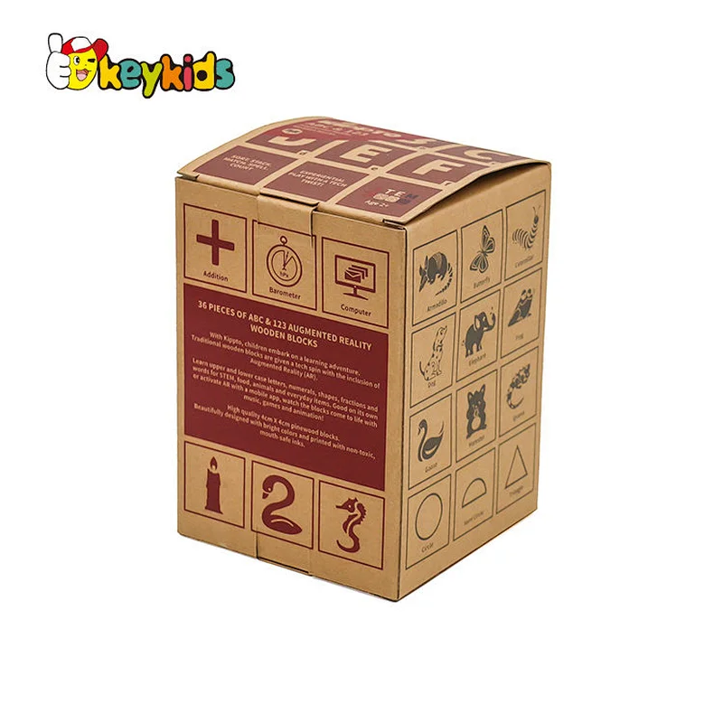 Montessori educational learning wooden abc blocks for kids W13A198