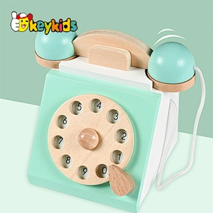 Customize pretend play educational wooden telephone toy for kids W01E004