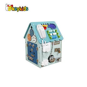 2022 Customize Montessori 6 in 1 wooden large busy board house for children W12D386