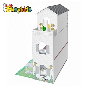 Classic 3 floors children miniatures wooden doll house with garden W06A438