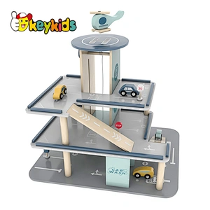 Educational children toys car track wooden parking garage lot toys for kids W04B104