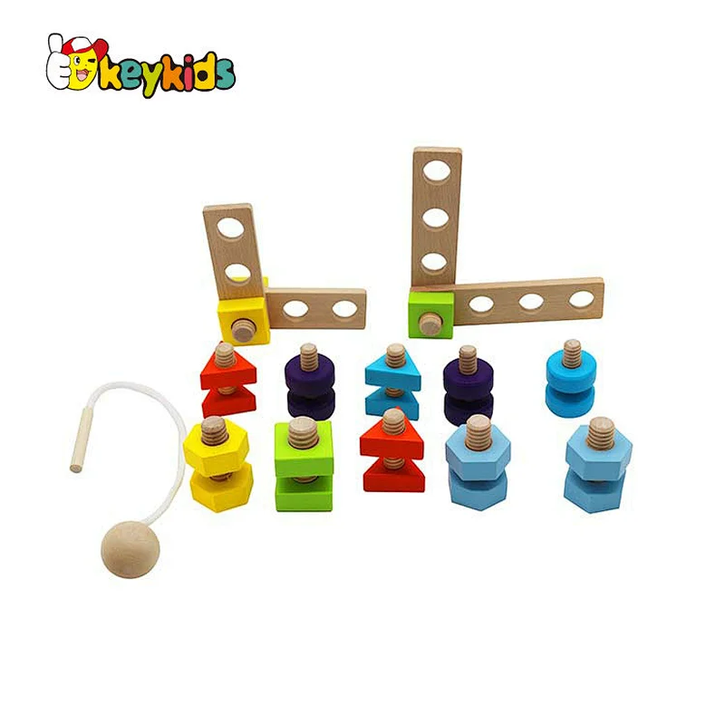 2022 Customize educational combination wooden bolts and nuts toys for kids W03C042
