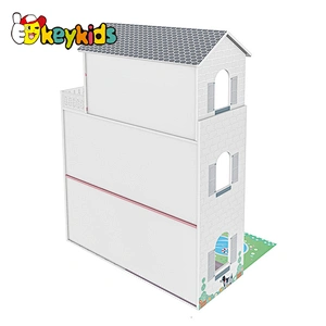 Classic 3 floors children miniatures wooden doll house with garden W06A438