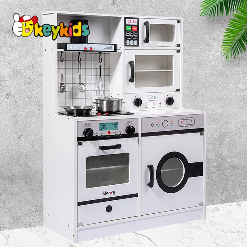 New hottest kids pretend cooking wooden toys kitchen play set with light and sound W10C680