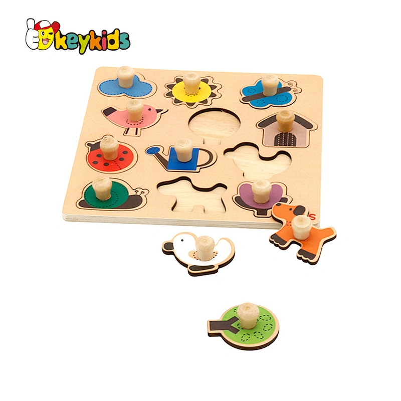Customize early learning montessori wooden shape knob puzzle for kids W14M062