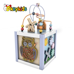 New design educational Montessori play wooden activity learning cube for toddler W11B286