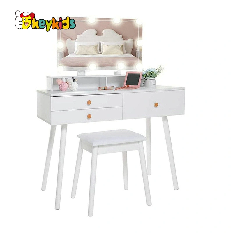 Customize modern wooden mirrored dressing table with LED light W08H167