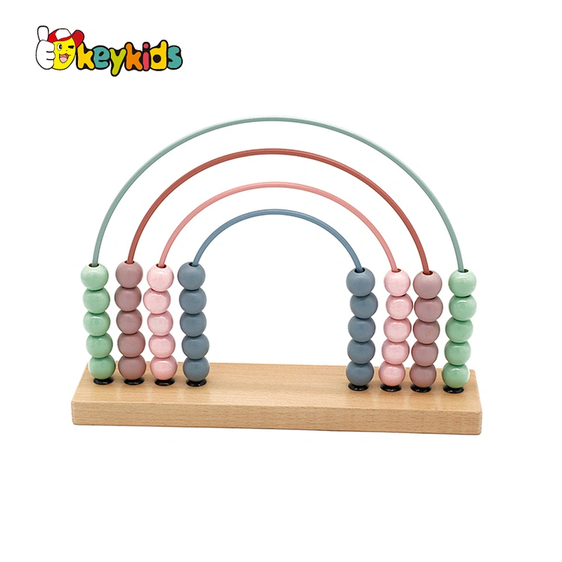 Customize educational learning wooden rainbow abacus toy for children W12A049B