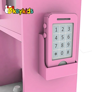 New design pretend cooking wooden pink play kitchen for girls W10C670