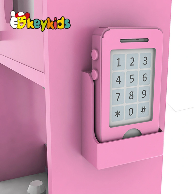 New design pretend cooking wooden pink play kitchen for girls W10C670