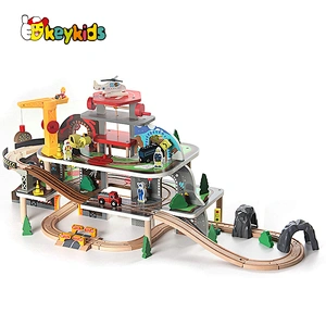 New design wooden railway train play set for children W04C212