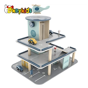 Educational children toys car track wooden parking garage lot toys for kids W04B104