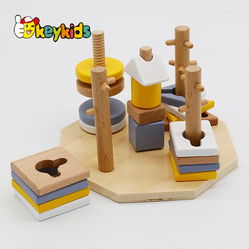 New design stacking wooden baby shape sorter for early development W13E084C