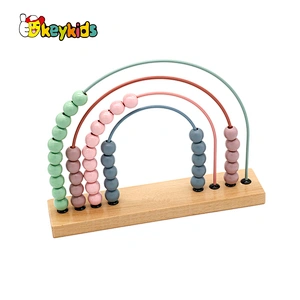 Customize educational learning wooden rainbow abacus toy for children W12A049B