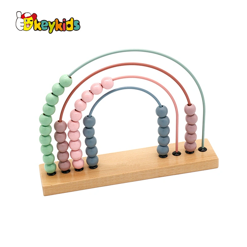 Customize educational learning wooden rainbow abacus toy for children W12A049B