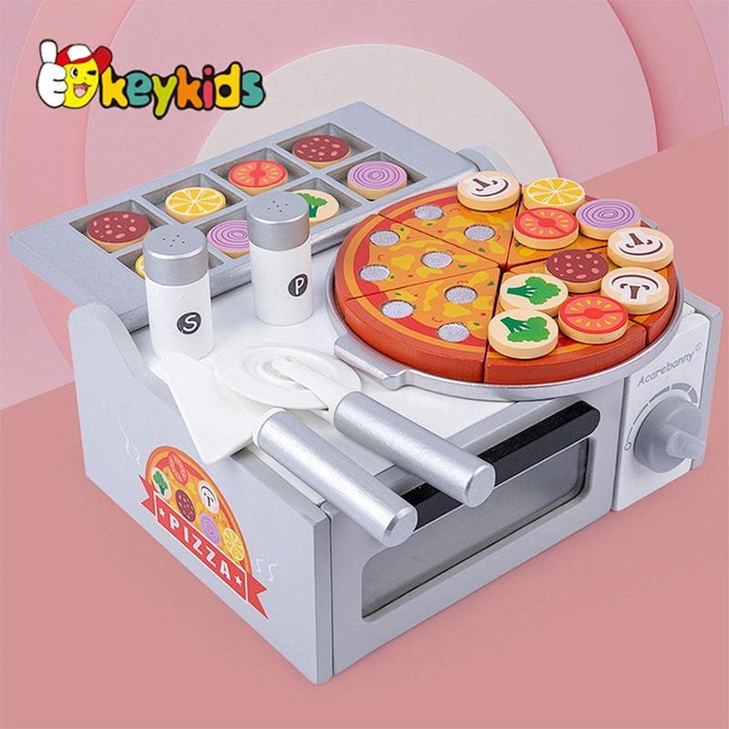 New design realistic wooden pizza toy set for kids pretend play W10B399