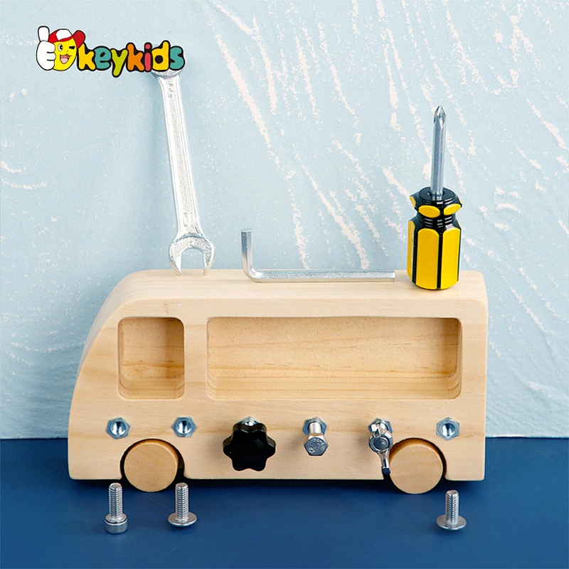 hot sale wooden montessori bolt board with tool set for kids W12F131