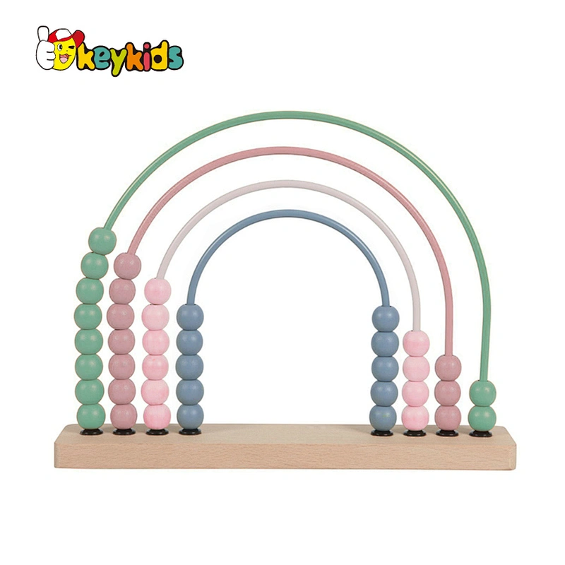 Customize educational learning wooden rainbow abacus toy for children W12A049B