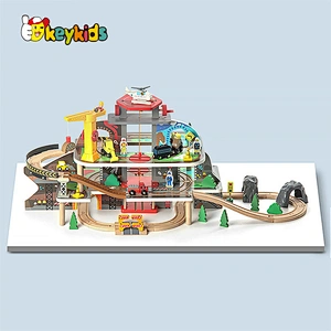 New design wooden railway train play set for children W04C212