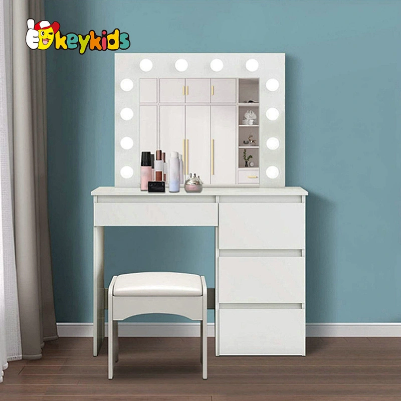 Customize modern white wooden dressing table vanity with drawers W08H172
