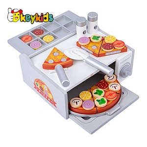 New design realistic wooden pizza toy set for kids pretend play W10B399