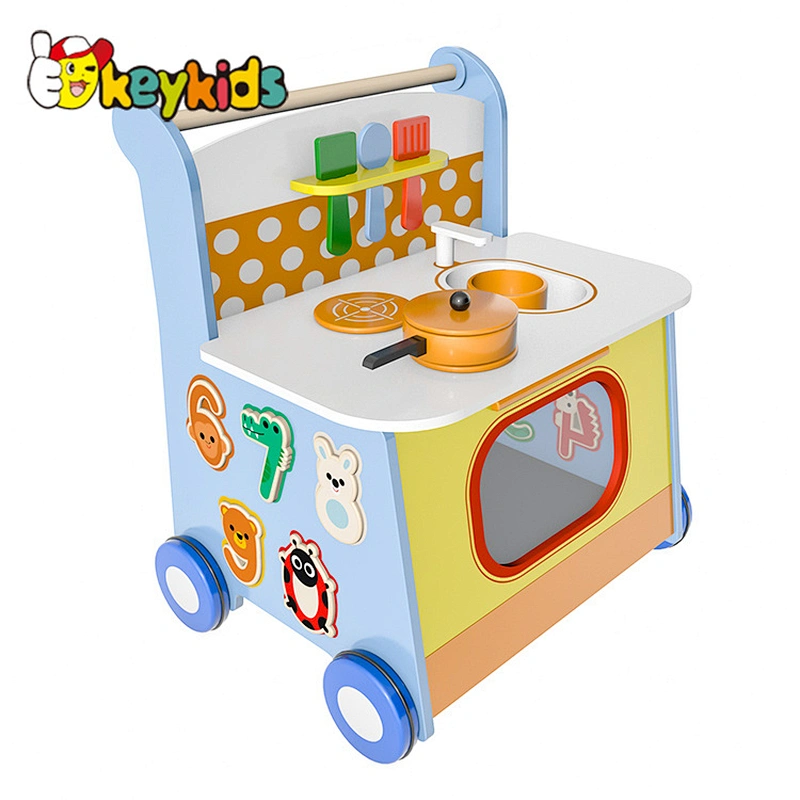 New design multifunctional wooden push wagon walker for kids W16E176