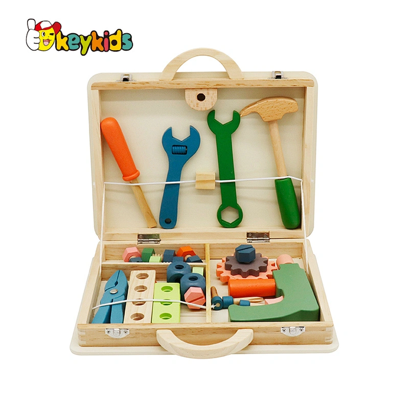 Customize pretend play workbench wooden toy tool box set for kids W03D164