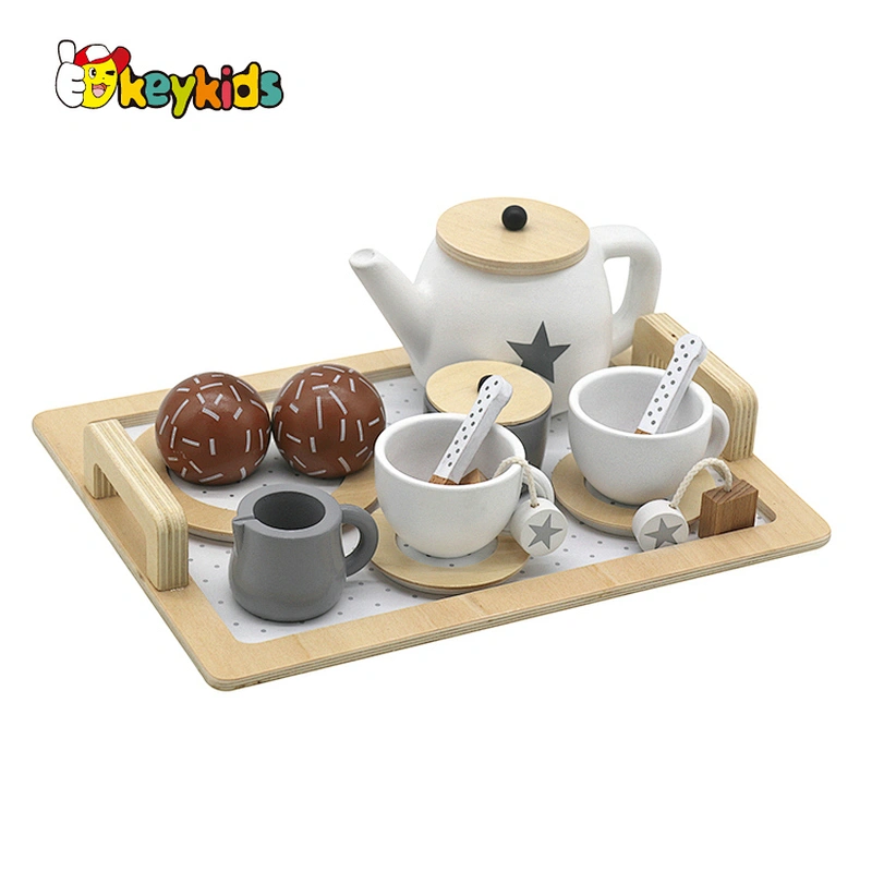 Customize simulation pretend game wooden play tea set for children W10B318B
