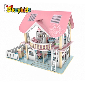 Classic pink miniatures furniture wooden dollhouse toy for girls W06A445