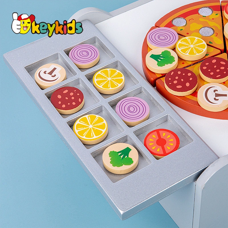 New design realistic wooden pizza toy set for kids pretend play W10B399
