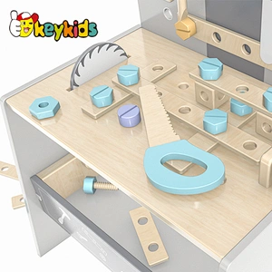 Large size pretend play workbench educational wooden toy tool bench for kids W03D166