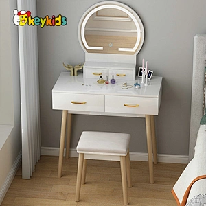 Customize modern wooden dressing table with led mirror W08H181