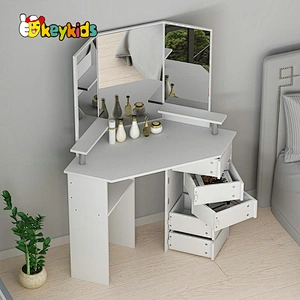 Customize modern white wooden corner dressing table with drawers W08H179