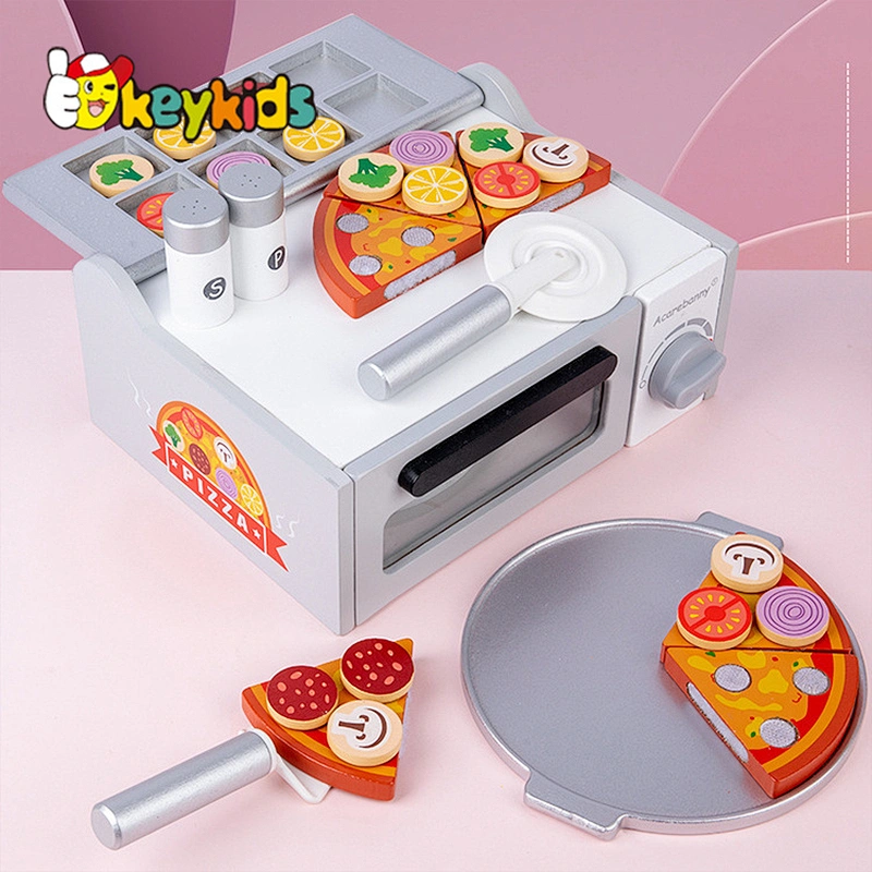 New design realistic wooden pizza toy set for kids pretend play W10B399