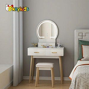 Customize modern wooden dressing table with led mirror W08H181