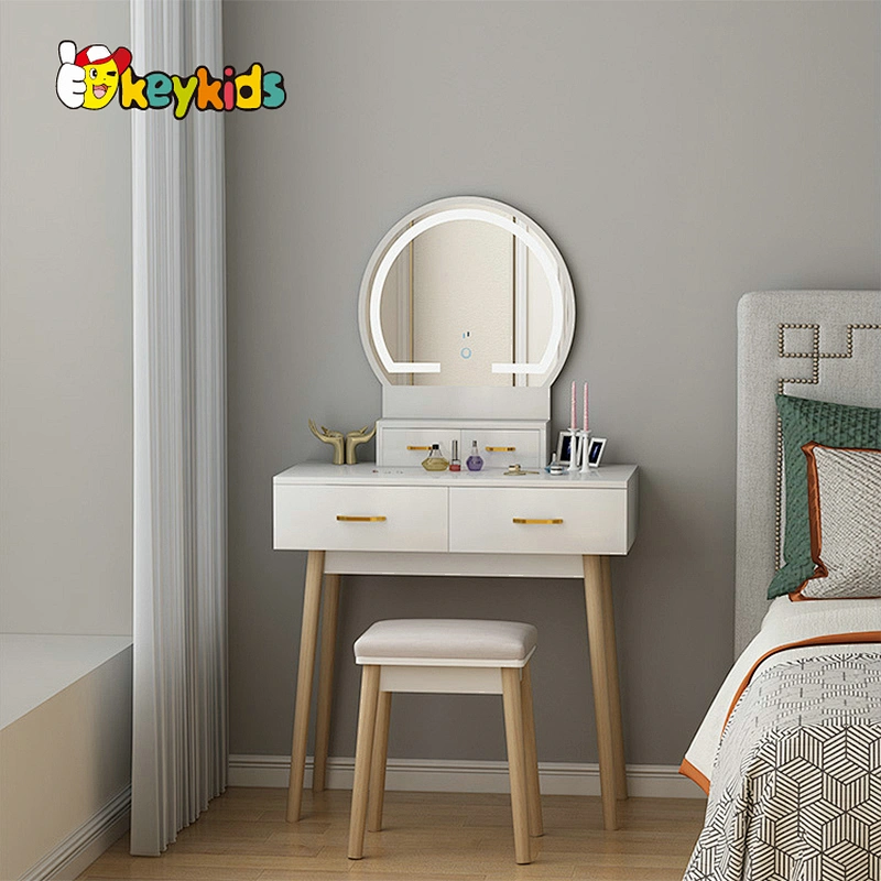 Customize modern wooden dressing table with led mirror W08H181