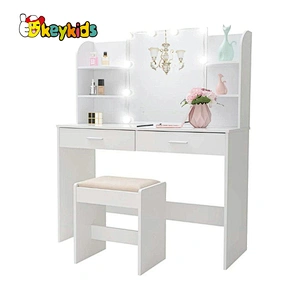 Customize modern white wooden dressing table with mirror and drawers W08H173