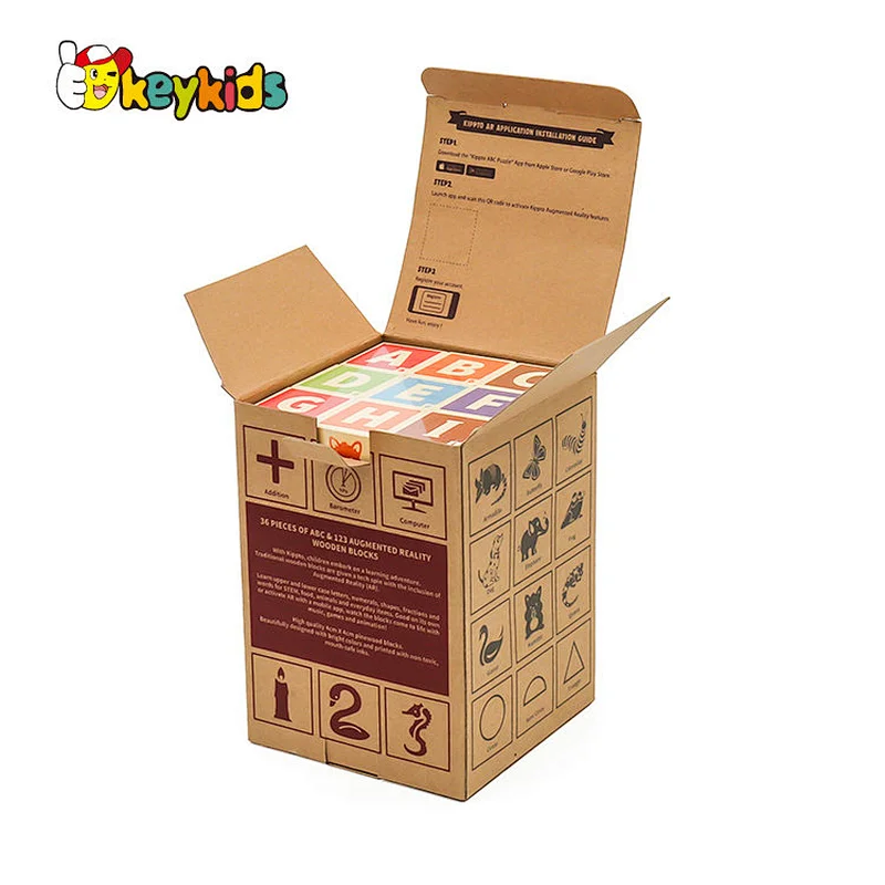 Montessori educational learning wooden abc blocks for kids W13A198