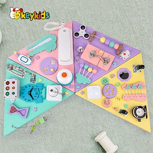 Customize Educational  wooden latches and doors,multifunctional busy block for kids W12D342