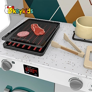 New design pretend cooking wooden big kitchen set toys with running water W10C663