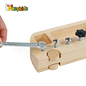 hot sale wooden montessori bolt board with tool set for kids W12F131