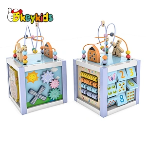 New design educational Montessori play wooden activity learning cube for toddler W11B286