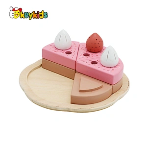 New released pretend pink wooden birthday cake toy for kids W10B335