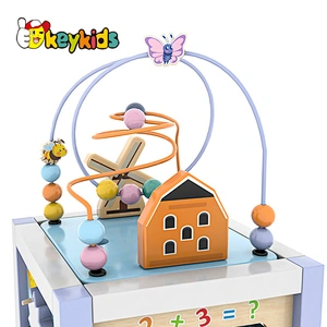 New design educational Montessori play wooden activity learning cube for toddler W11B286