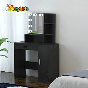 Customize modern black wooden makeup table with mirror W08H180
