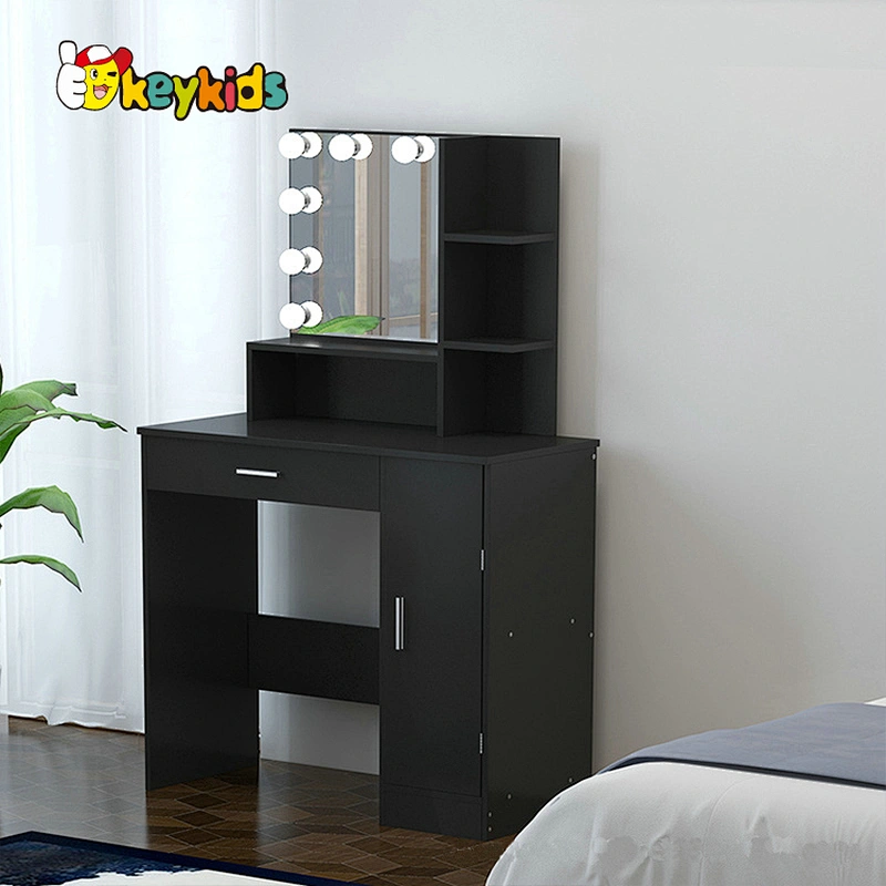 Customize modern black wooden makeup table with mirror W08H180